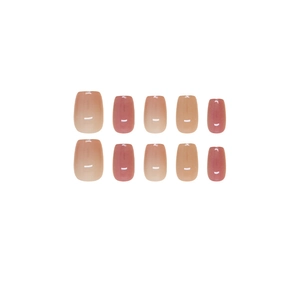 Faux ongles ballerine courts dégradé rose nude avec finition gel œil de chat