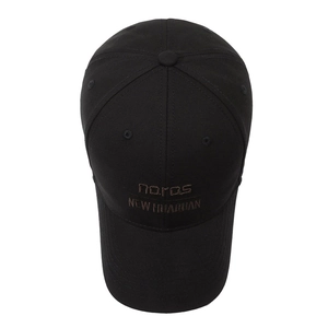 Classic black cotton baseball cap for men featuring stylish noras embroidery detail