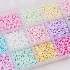 4mm matte glass seed bead set in clear plastic organizer for DIY jewelry making