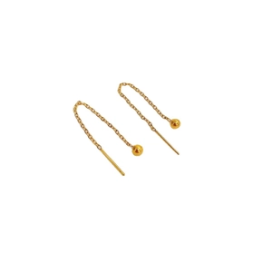 Minimalist 18K gold plated titanium steel threader earrings with polished round beads