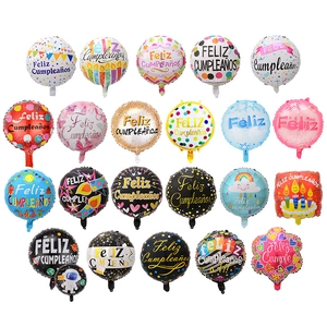 Spanish Birthday Feliz Cumpleaños Aluminum Foil Balloons Round Star Shape Party Decorations Celebration Decor