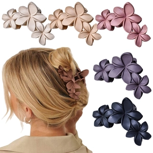 Flower Matte Hair Claw Clip Plastic Elegant Shark Clip 3 Floral Design Large Updo Hair Grip Headpiece For Women