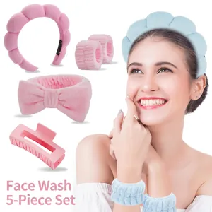 Puffy Spa Headband And Wristbands For Face Washing Makeup Skincare Sponge Terry Cloth Cloud Design Women Hair Accessory