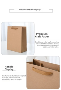 Detail view of thickened brown kraft paper gift bag with sturdy woven handle