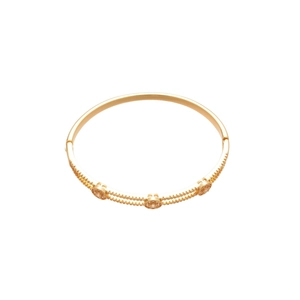 Bracelet jonc géométrique plaqué or avec accents de zircone et finition milgrain