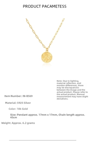 Detail of 925 sterling silver mermaid relief pendant with 18k gold plating finish