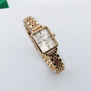 Women Quartz Watch Square Alloy Case Stainless Steel Bracelet Strap Rhinestone Markers Fashion Casual Elegant Wristwatch