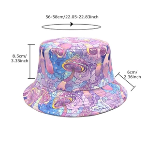 Cappello da pescatore con funghi colorati, taglia 56-58cm, pieghevole per protezione solare