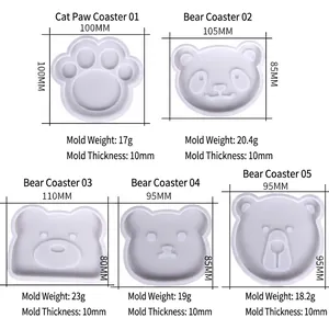Stampi in silicone per sottobicchieri a forma di orso e zampa con dettagli tecnici