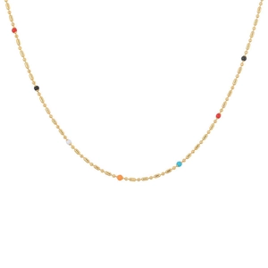 French style gold titanium steel necklace with colorful rainbow enamel beads