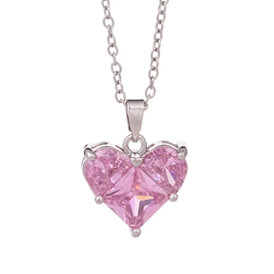 Elegant 18K gold plated copper necklace featuring a sweet pink heart crystal pendant