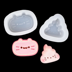 3D cat face and swirl silicone mold set for DIY cake decorating and chocolate crafting