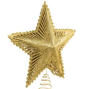 Sparkling gold glitter star tree topper with spiral base for Christmas tree decoration