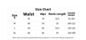 Tableau des tailles pour shorts de course avec mesures de taille et hanches du S au XL
