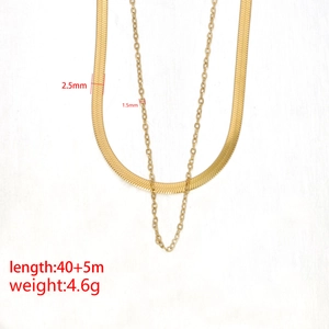 Detail view of double-layer gold snake and link chain with 2.5mm and 1.5mm widths