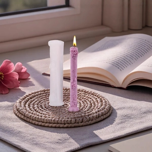 Molde de silicona para velas largas con diseños de rosas en relieve estilo vintage