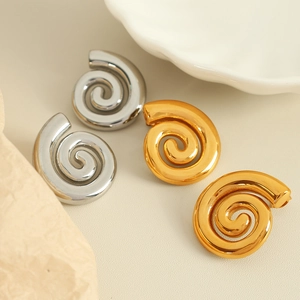Boucles d'Oreilles Clous en Spirale en Acier Titane Plaqué Or 18K pour Femmes Bijoux de Boucles d'Oreilles à Vis Rotatives Géométriques