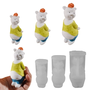 Cartoon Bear Silicone Mold For Candle Plaster Soap Resin Making 3D Cute Animal Design With Hat DIY Crafts Home Decor