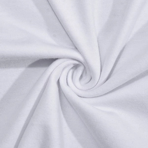 Dettaglio della trama del tessuto a maglia bianco con fibre di cotone e struttura