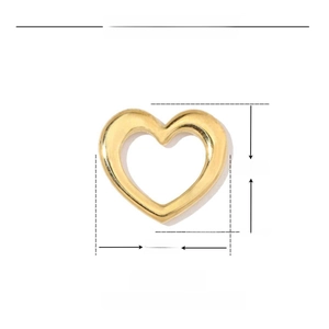 Detail eines goldenen Herzanhängers mit 12mm Größe und Edelstahlmaterial-Info