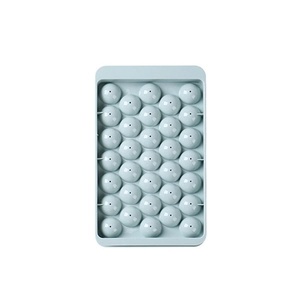 Light blue 33-cell round ice cube tray mold with lid made of food-grade plastic