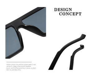 Detail view of matte black retro square sunglasses showing bridge and temple design