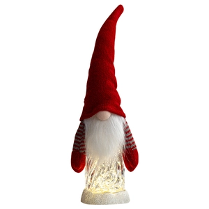 Leuchtendes Weihnachtswichtel-Ornament mit roter Strickmütze und warmer LED-Beleuchtung