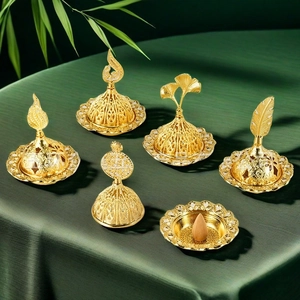 Brûleur De Bakhoor Alliage Or Creux Style Arabe Encensoir Moyen Orient Décoration De Bureau Support Religieux