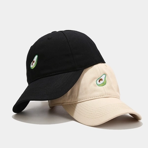 Berretti da baseball neri e beige in cotone con ricamo avocado per la protezione solare