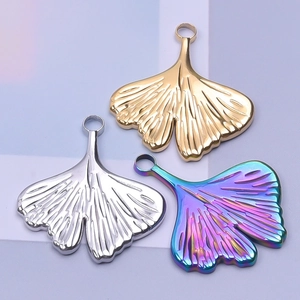 Ginkgo leaf pendants in gold, silver and rainbow finish for DIY jewelry necklaces