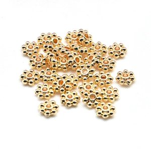 14K Gold Plated Alloy Flower Spacer Beads Snowflake Shape Color Retention Loose Beads For DIY Jewelry Making