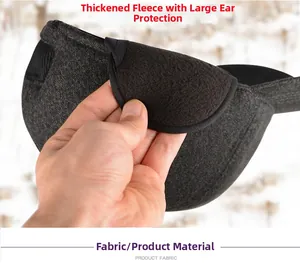 Close-up of winter hat's thick fleece lining and warm earflaps for cold protection