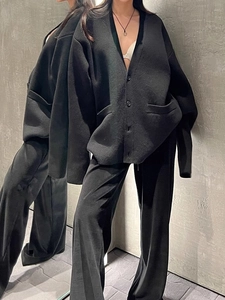 Cardigan En Tricot Pour Femmes Col En V Simple Boutonnage Coupe Ample Rétro Veste Avec Poches Décontracté Doux