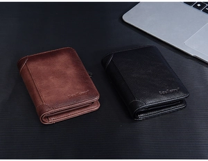 Kurze Vintage-Lederbrieftaschen für Herren in Schwarz und Braun mit RFID-Blockierung