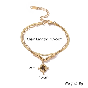 Detailed size and weight specs for vintage double-layered stainless steel bracelet