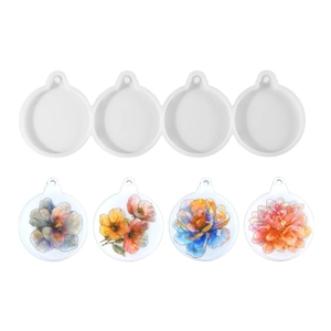 4-fache runde Silikonform für Harz-DIY-Blumenanhänger und Schlüsselanhänger