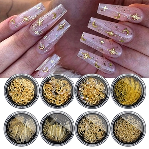 Mixed Metal Nail Art Charms Alloy Stars Moons Hearts Gears Manicure Decorations For Professional Nail Designs