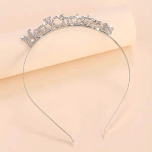Silver thin headband with sparkling rhinestone Merry Christmas lettering decoration