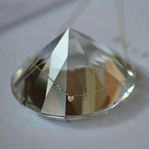 Minimalist 925 silver 14k gold plated heart necklace with zircon pavé on crystal prop
