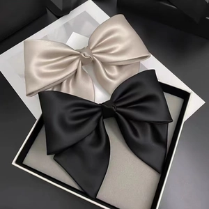 Oversized Satin Bow Hair Clip Elegant Large Barrette Korean Style Solid Color Soft Fabric Hairpins Women Accessories