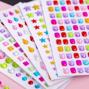 Colorful acrylic gemstone stickers in stars and rounds for kids DIY phone and cups decoration