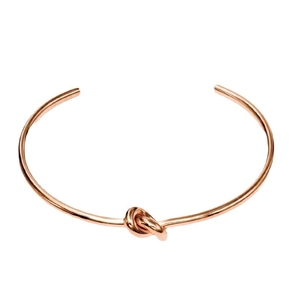 Minimalist rose gold titanium steel knot cuff bracelet with elegant open heart knot design