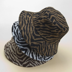 Zebra print faux fur bucket hats in multiple colors for stylish winter warmth