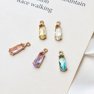 Waterdrop crystal glass charms with gold-plated claw settings for DIY jewelry making