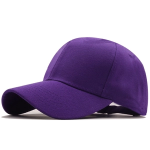 Detail view of purple cotton twill baseball cap showing fabric texture and 6-panel structure