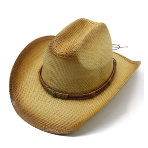 Western Cowboy Strohhut Breite Krempe Sonnenschutz Strandurlaub Vintage Ethnisch Unisex Outdoor Sommer Atmungsaktiv