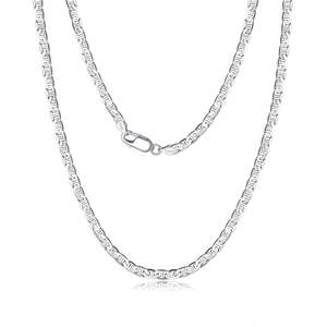 Elegant S925 sterling silver flat mariner chain necklace with polished silver finish