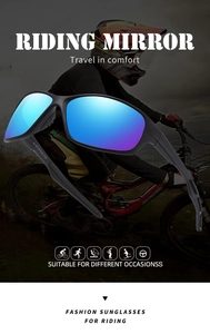 Polarized riding sunglasses with blue-purple gradient lenses and black matte frames for cycling