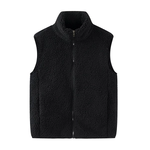 Gilet classico in pile nero con collo alto e cerniera per uomo e donna