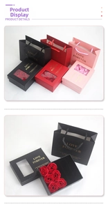 Three-color jewelry gift box with transparent window and six soap roses for Valentine's Day